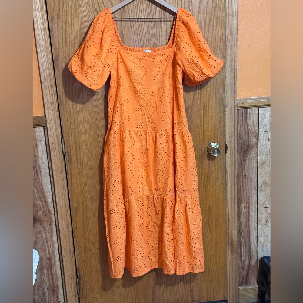 Meadow Rhodes Orange Eyelet Lace Dress